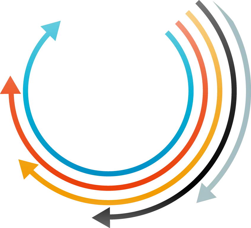 Five Arrows with the Same Direction and Circle with Running Track Design