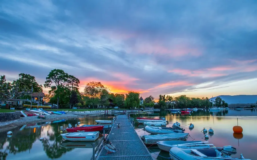 Swiss Sunset Lake Wallpaper