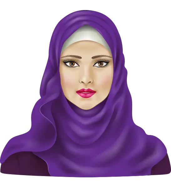 Photo of a beautiful hijab girl with a purple scarf in the popular png format
