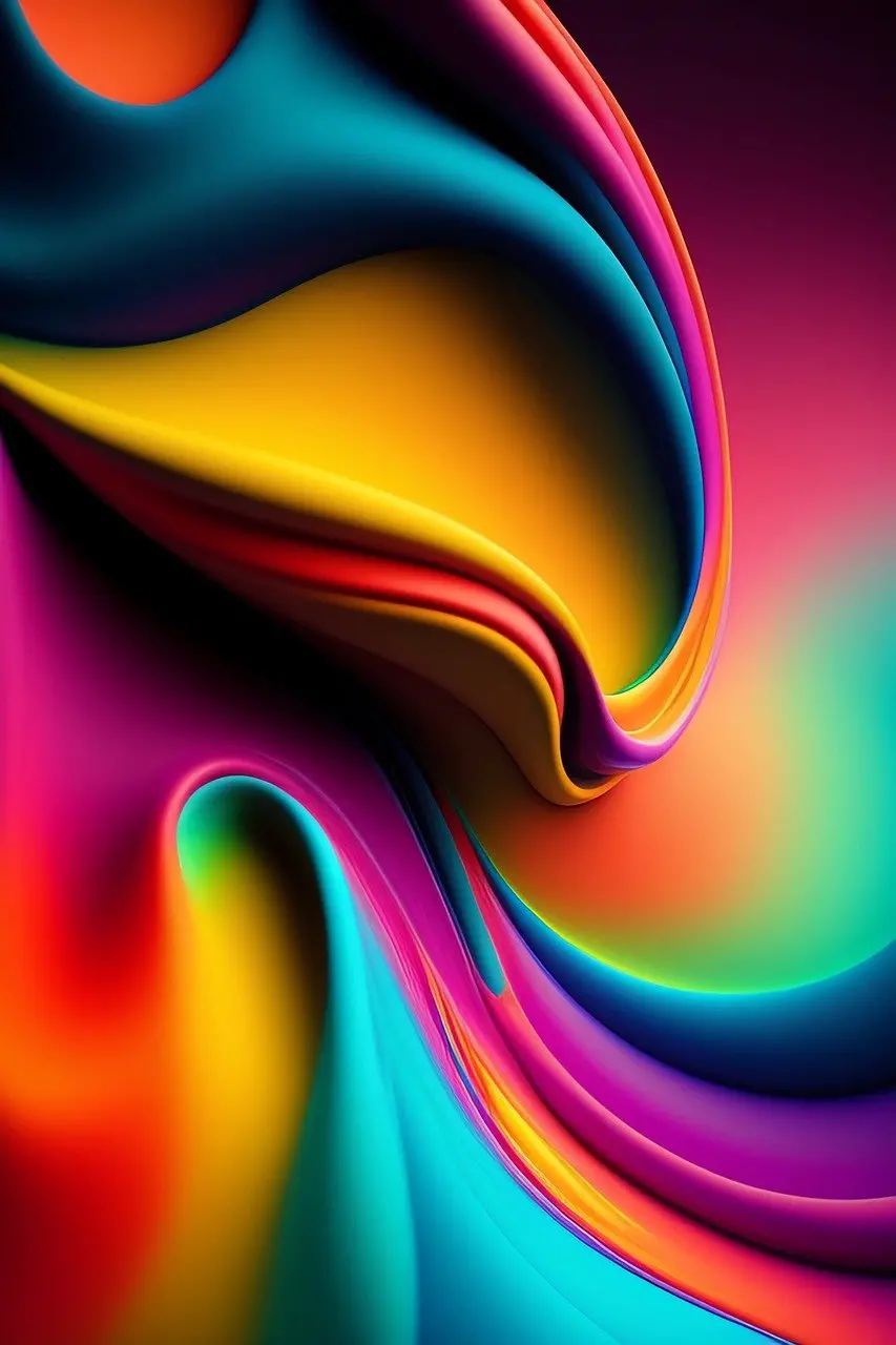 Download abstract AI image of colorful waves as a background for all types of phones
