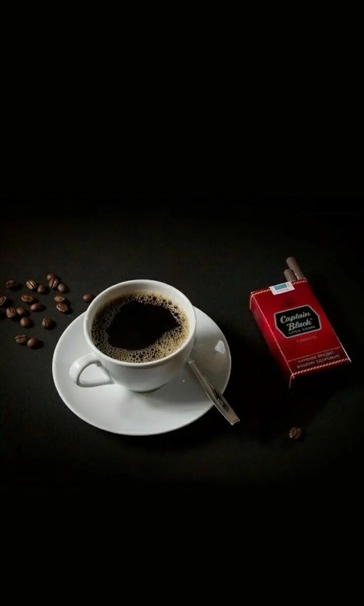 Luxury boyish profile of cigarette and coffee cup in HD quality