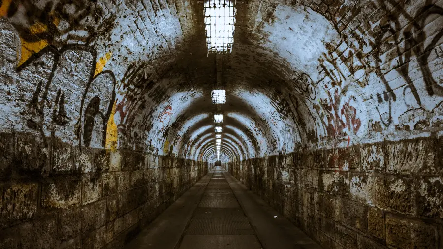 Image 4K Strange Tunnel with Special Wall Writings