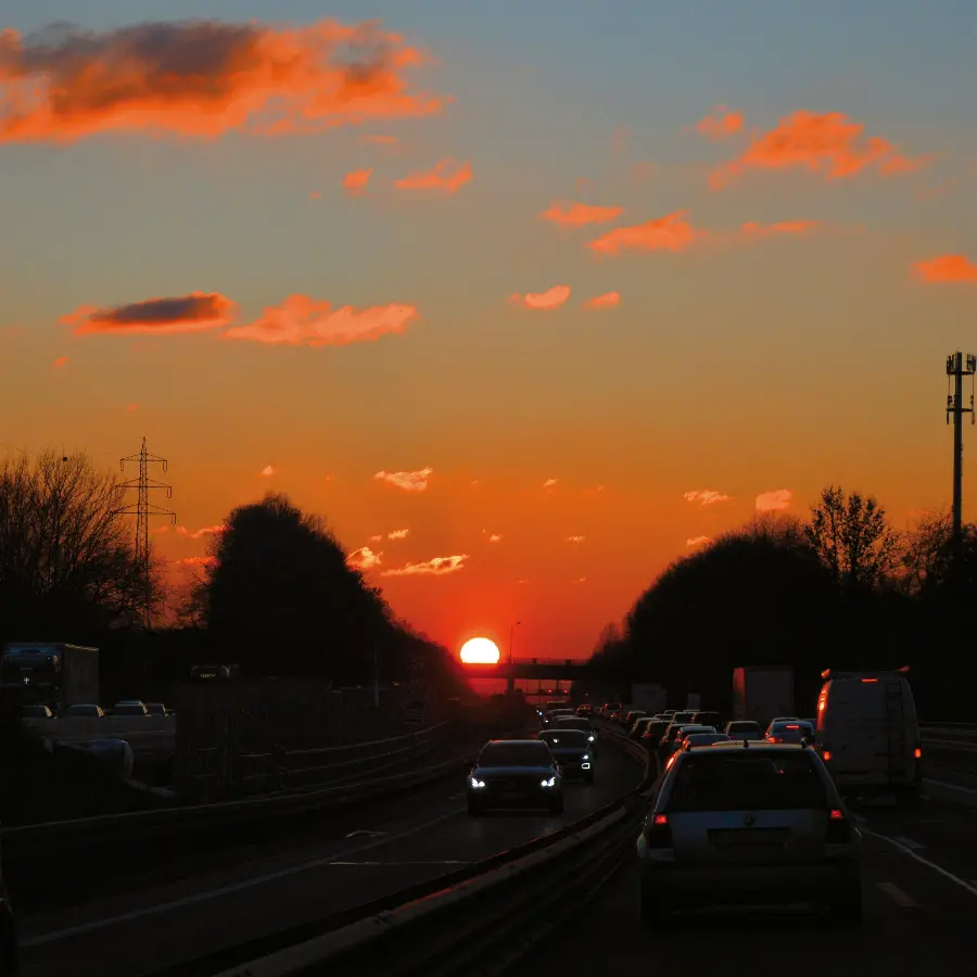 Beautiful Background with Road and Sunset Theme