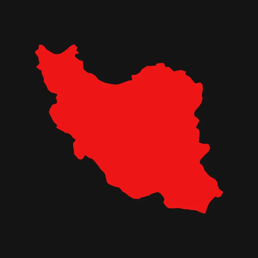 Photo without text of the red map of Iran for the photo
