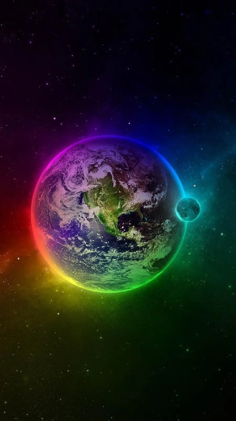 Awesome Earth in the Galaxy with a Seven Color Theme