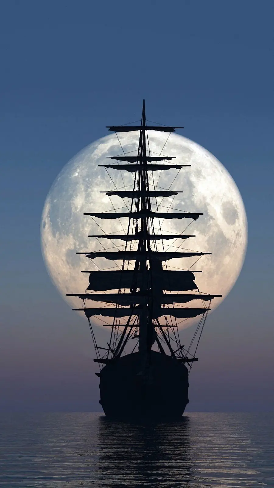 Amazing Mobile Background of a Boat Shadow on the Moonlit Night