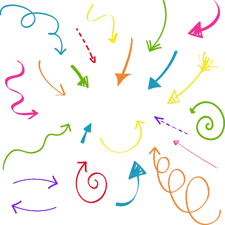 Colorful and diverse arrows and arrows in free PNG format