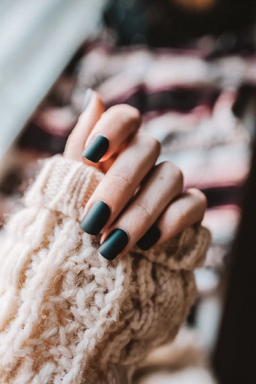 Short Matte Black Nail Art Photo for Stylish Women