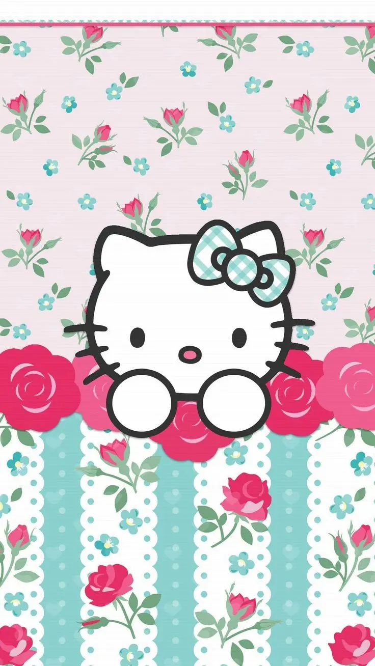 Hello Kitty Art Background with Gorgeous Floral Pattern