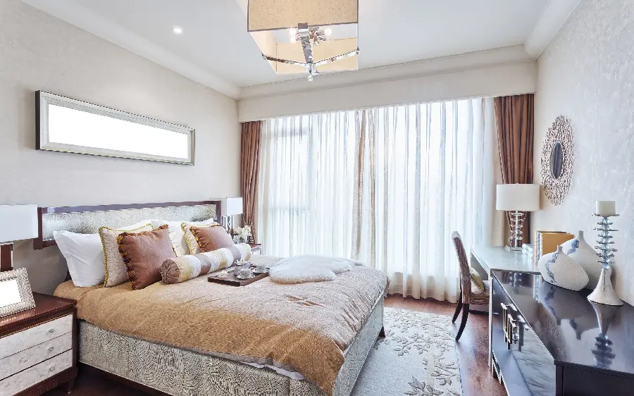 Simple and modern Iranian stylish bedroom decoration model photo