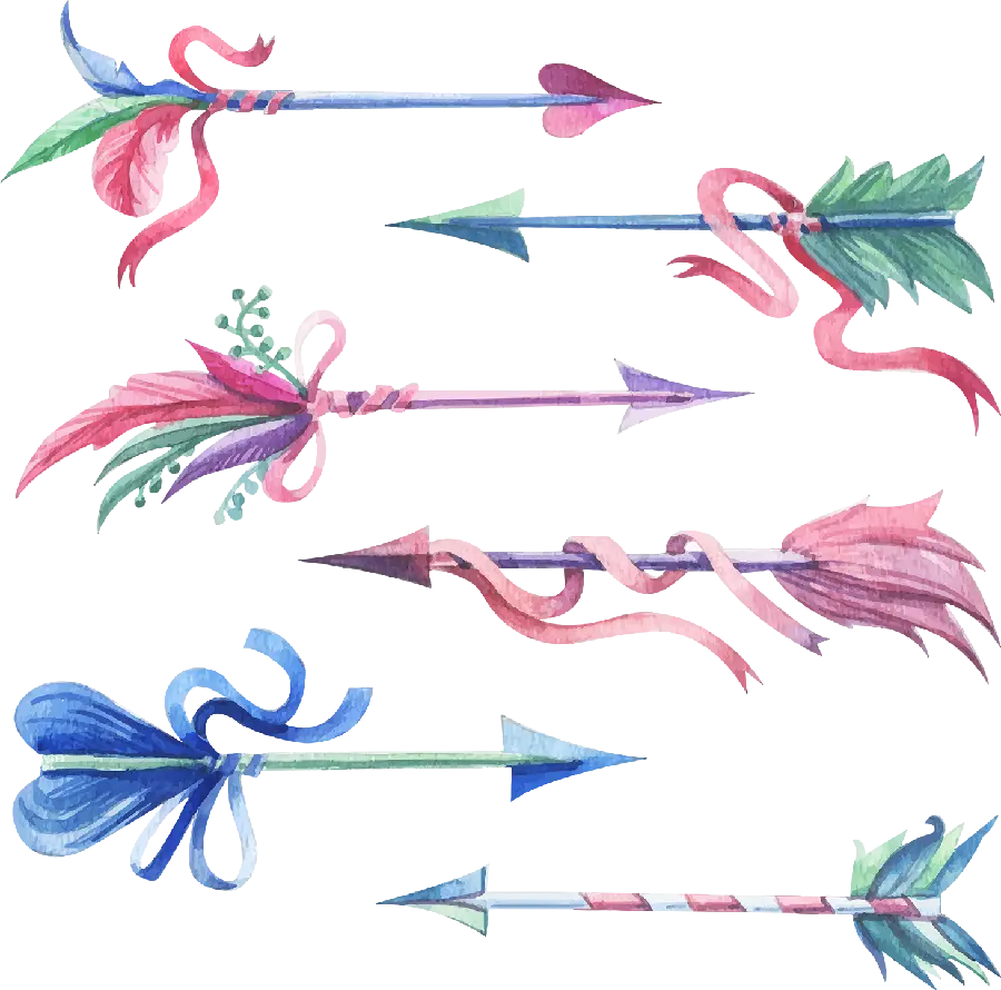 The most beautiful PNG arrows and arrows with colorful feathers