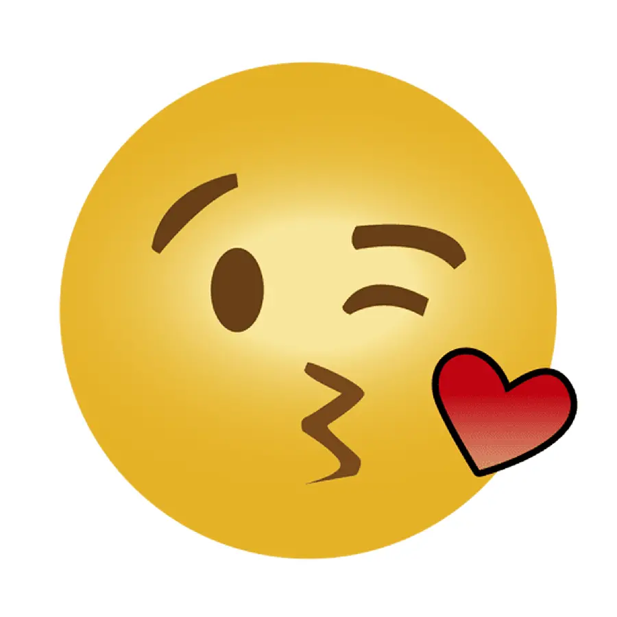 Yellow emoji of kissing from a distance in png format