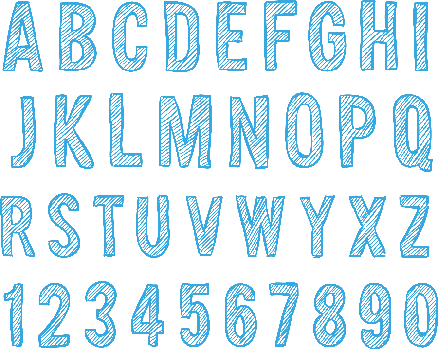 Beautiful photo of blue English letters