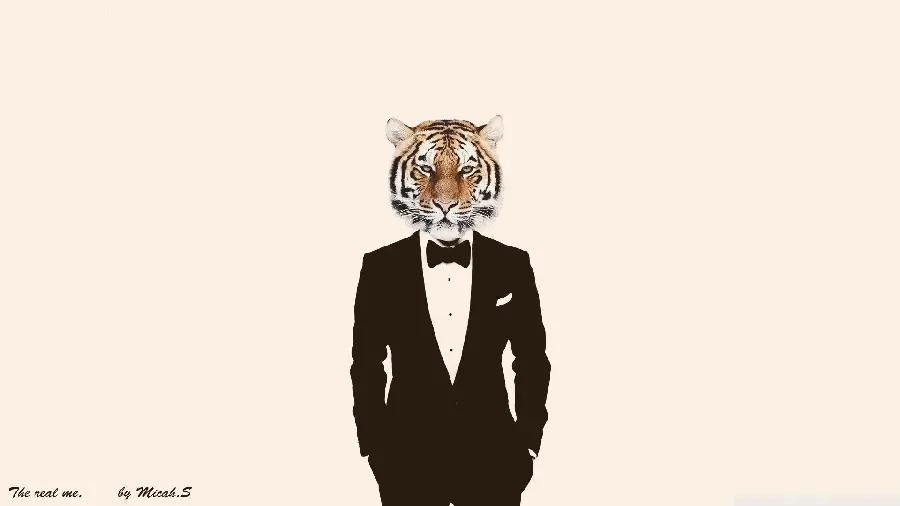 Luxury profile of a man in a suit with a tiger head for Telegram