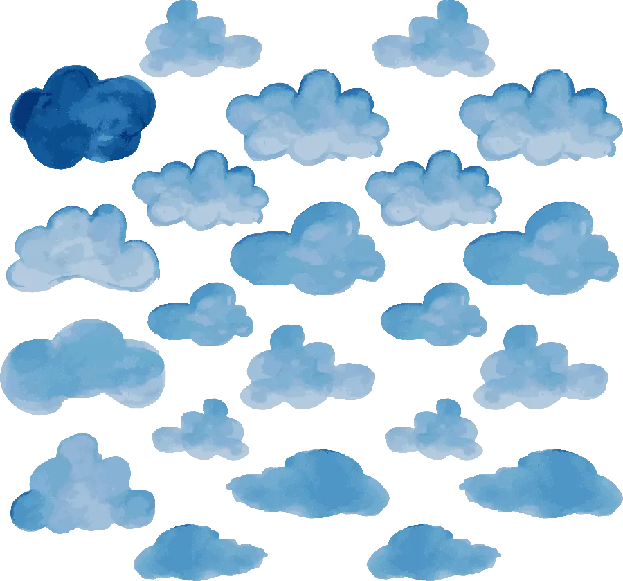 Image of Many Cartoon Clouds and Drawings for Animation