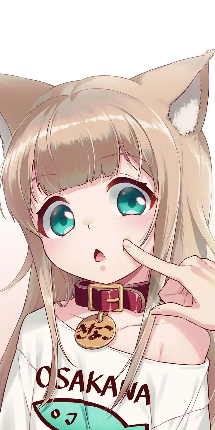 Cute girl profile with a golden haired cat girl anime design