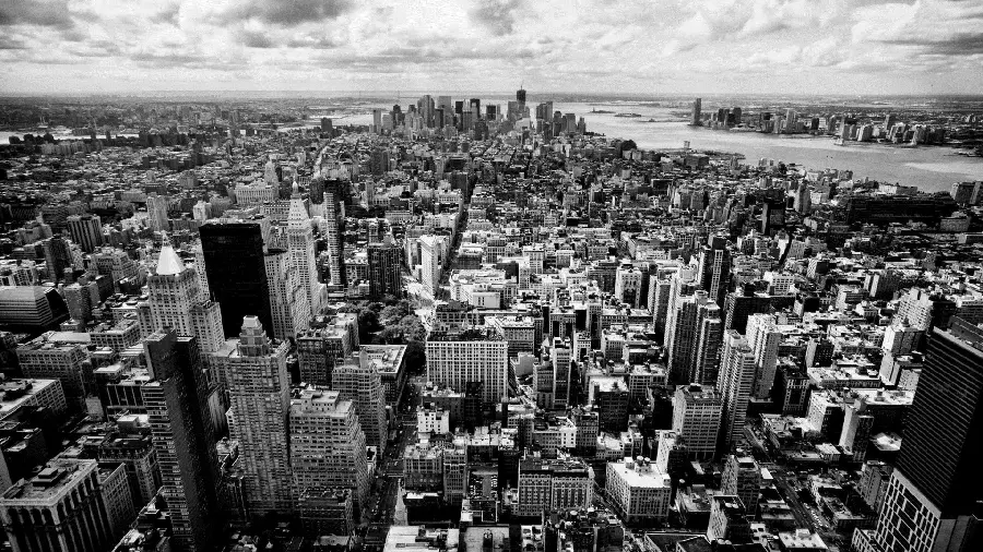 Black and White Image of Big City for Making Photo Text