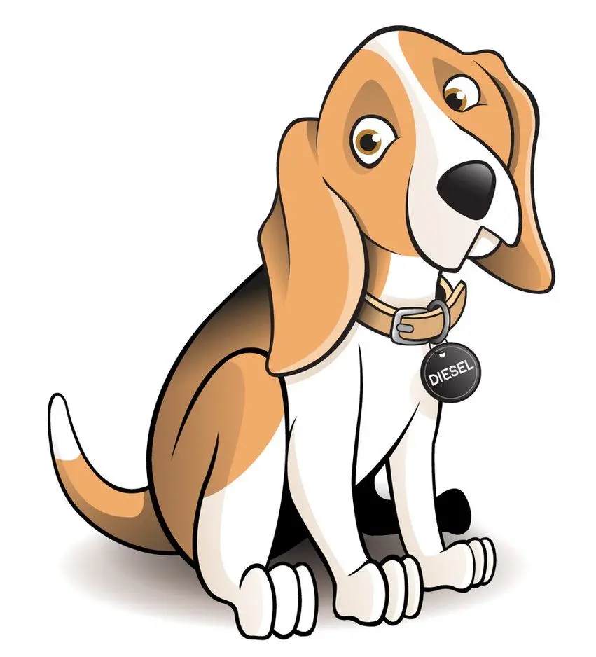 Cartoon dog picture for drawing in kindergarten and school