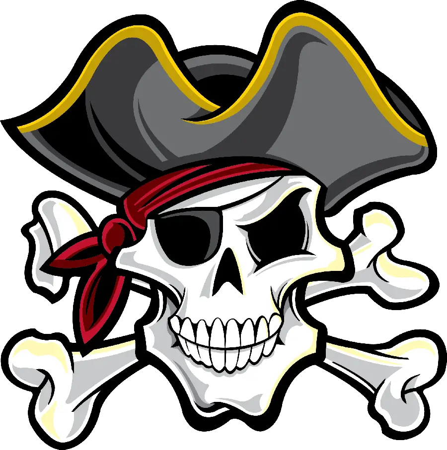 Magical teleportation image of famous pirate skull