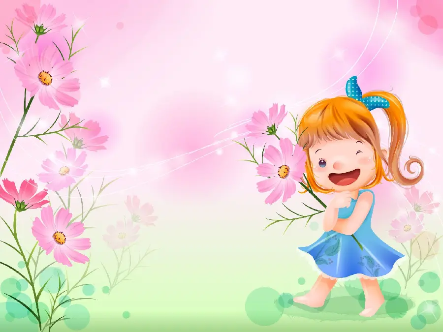 Cartoon Profile Picture of a Beautiful Girl in a Flowery Spring