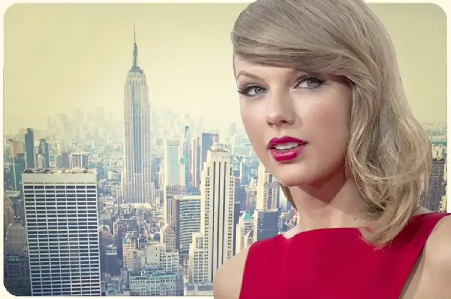 HD photo of Taylor Swift, a beautiful actress in a red dress