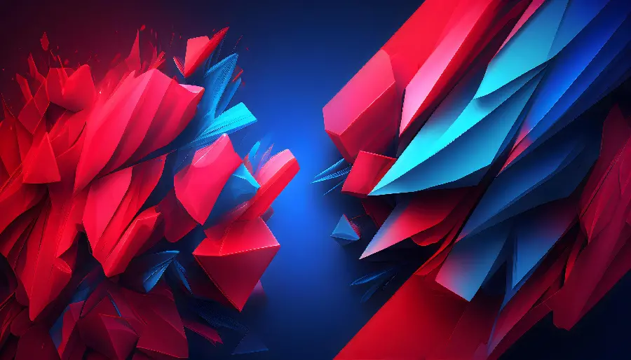 High-quality wallpaper made by artificial intelligence with a red and blue geometric graphic design for a laptop