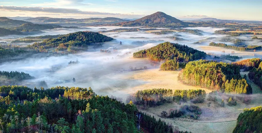 Aerial photo of the mountains of the Czech Republic
