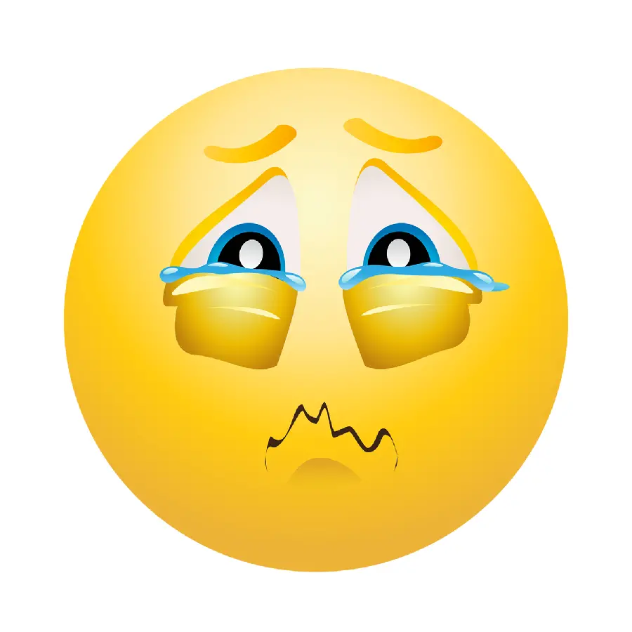 Yellow angry emoji with eyes in PNG format Crying