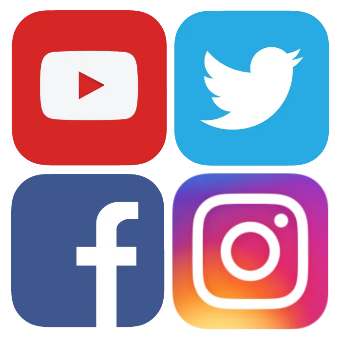 Instagram logo Facebook YouTube Twitter together PNG