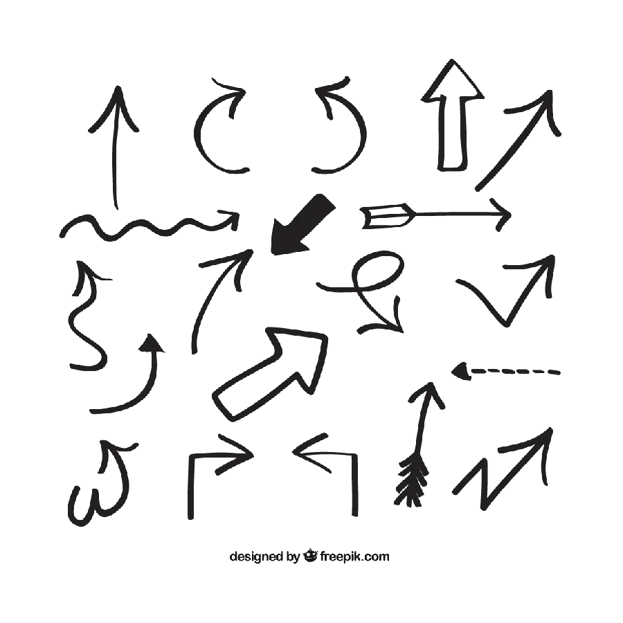 Vector types of arrows and arrows in high quality PNG format