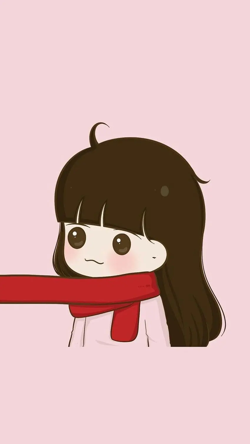 Girly wallpaper of a beautiful little girl with a red scarf