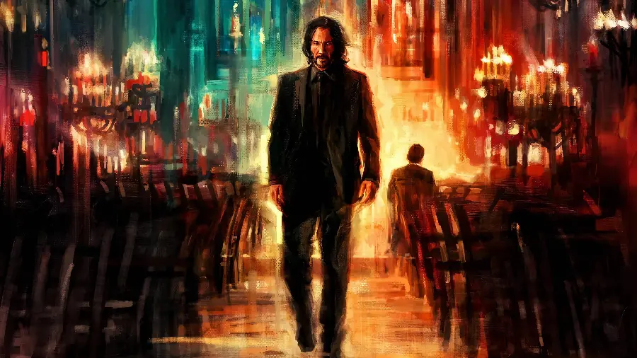 A very beautiful painting of the movie John Wick for the computer background