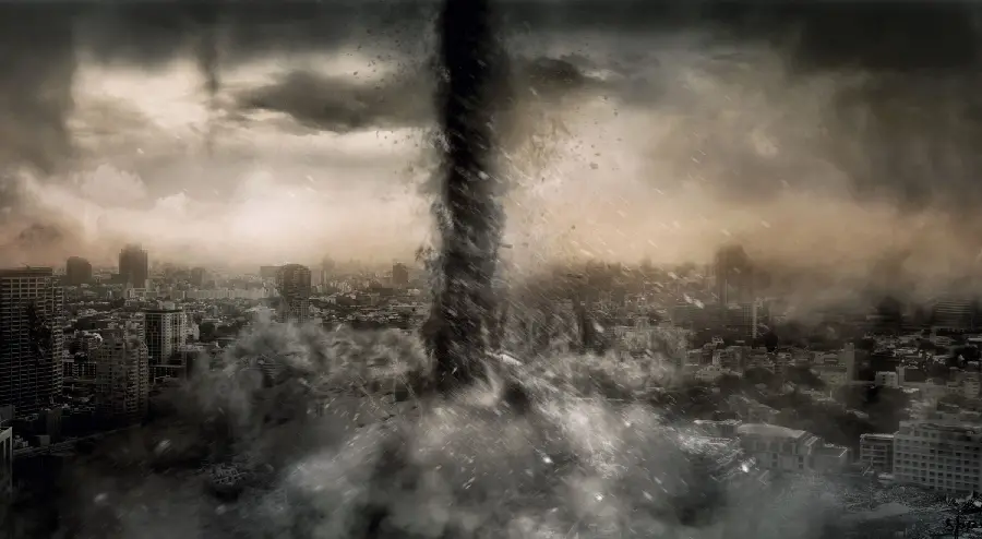 High quality black and white photo of a large tornado for printing