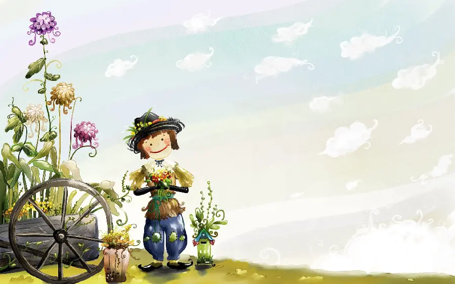 Famous Scarecrow fantasy background photo in spring suitable for laptop