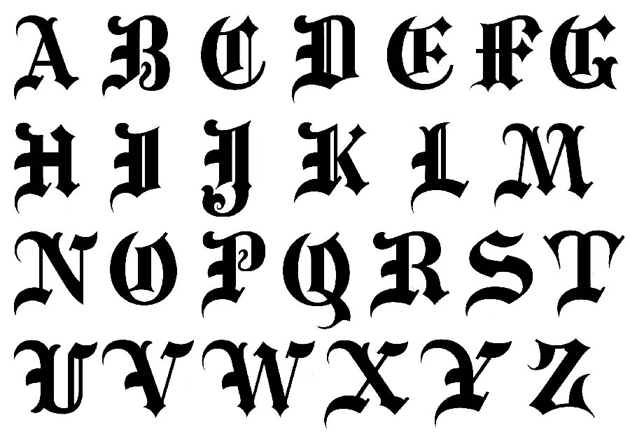 Image of English letters in broken design
