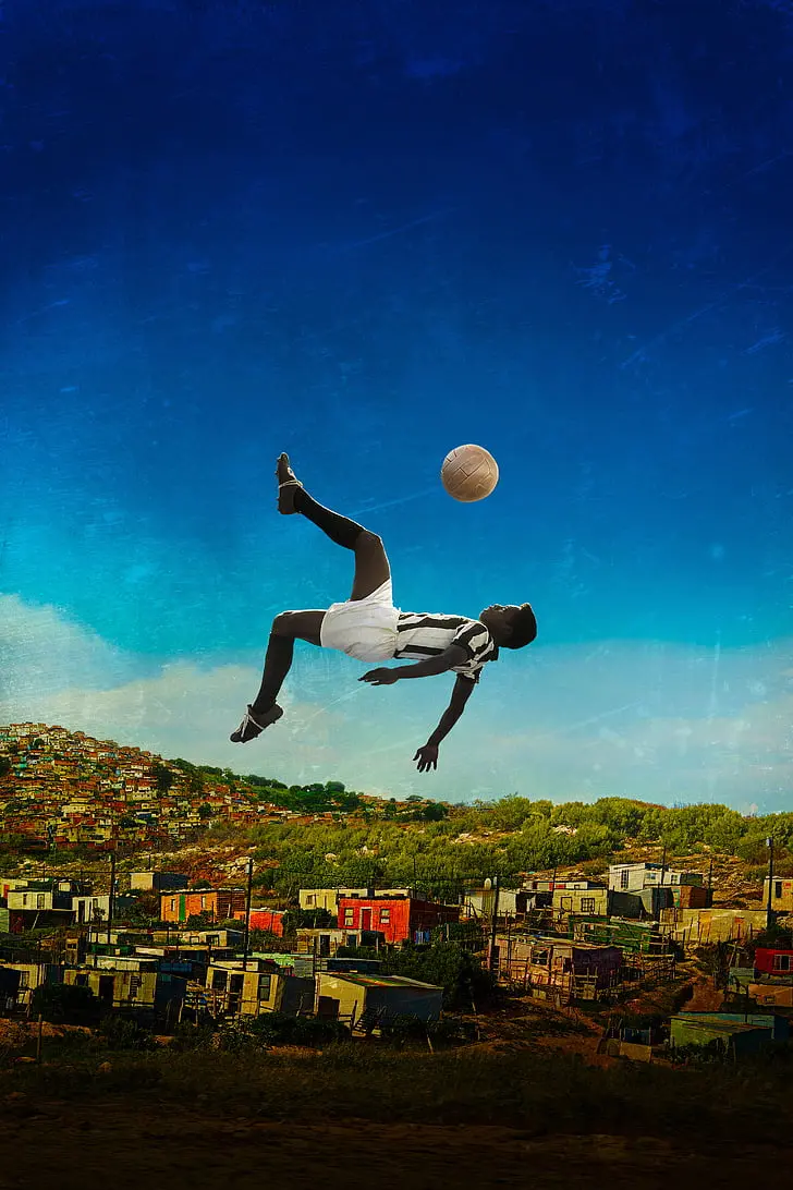 Famous reverse photo of Brazilian player Pele