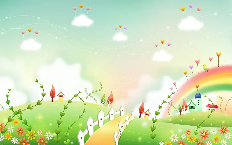 Cartoon photo of the spring season with a happy and joyful color theme