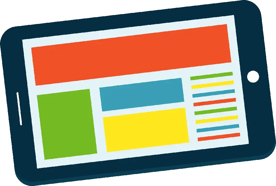 Tablet image with a colored screen for writing text in Inshot
