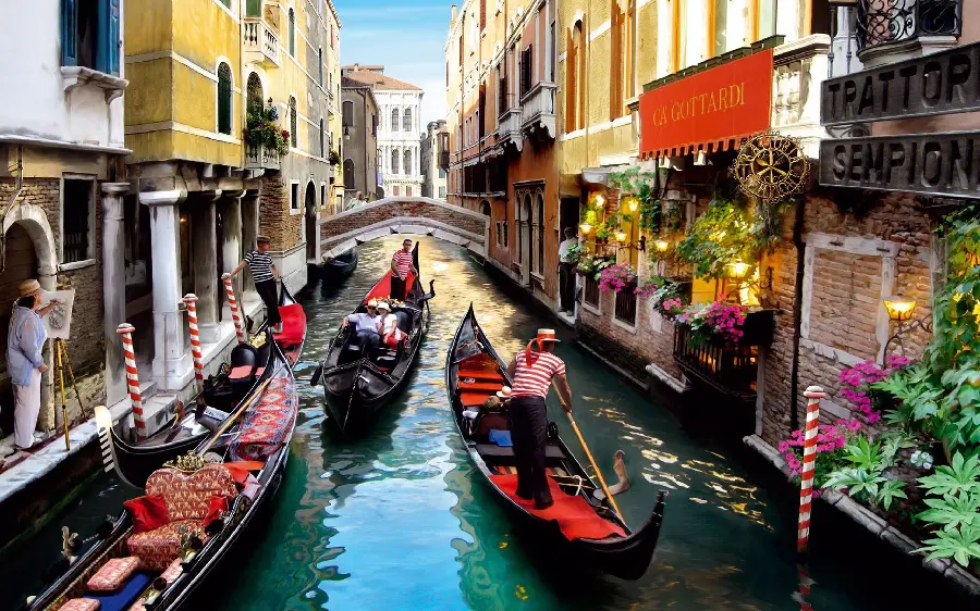Photo of gondolas, the main means of transportation in the city of Venice
