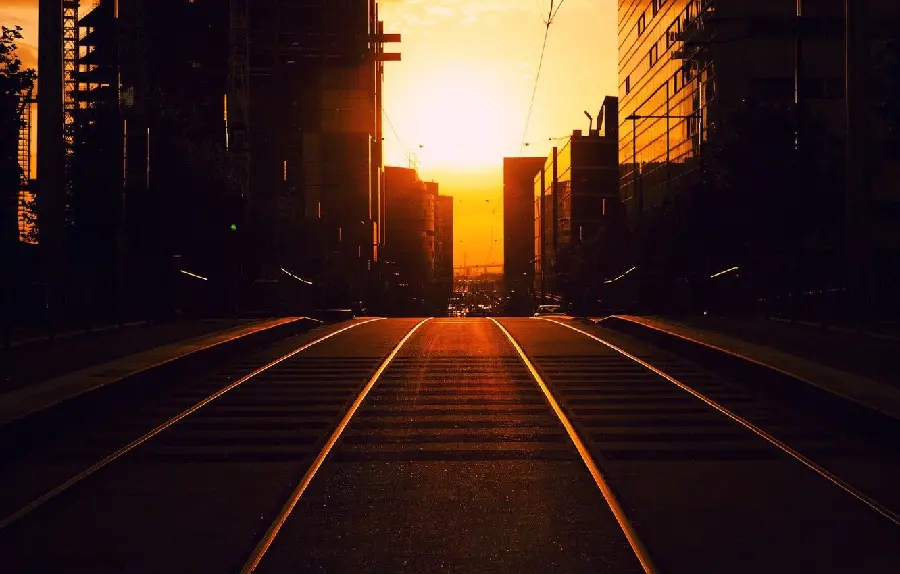 Street Road and Lovely Sunset Wallpaper