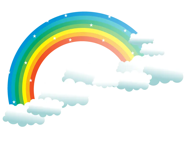 High-quality photo of a rainbow and white clouds for Photoshop