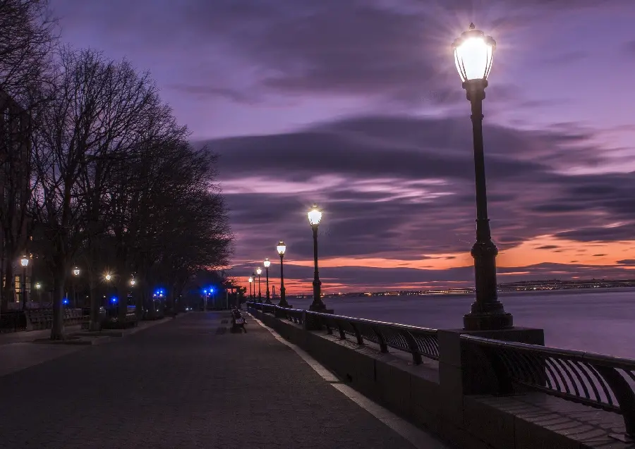 Best Lonely Street Photo Under Purple Sunset Sky