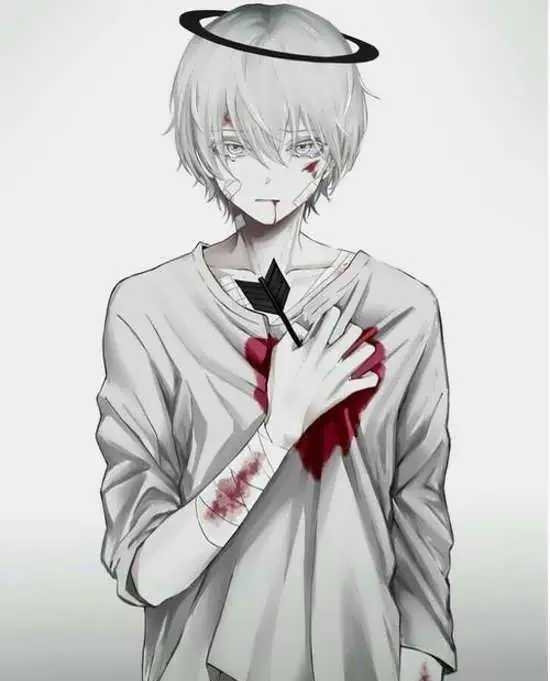 Photo of a boy in love with an anime with an arrow in his heart