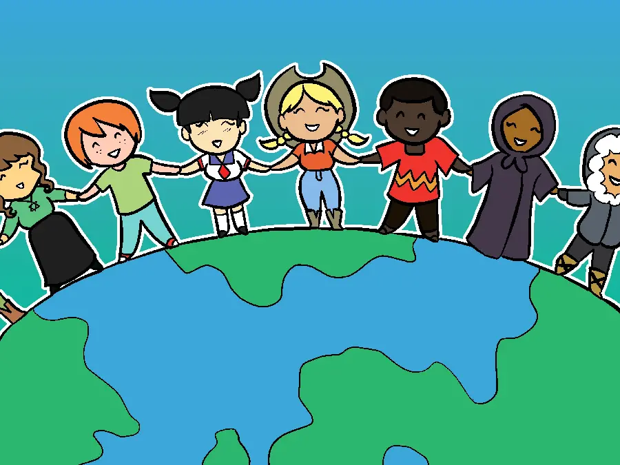 Photo of cultural diversity and human rights with a view of happy children around the globe