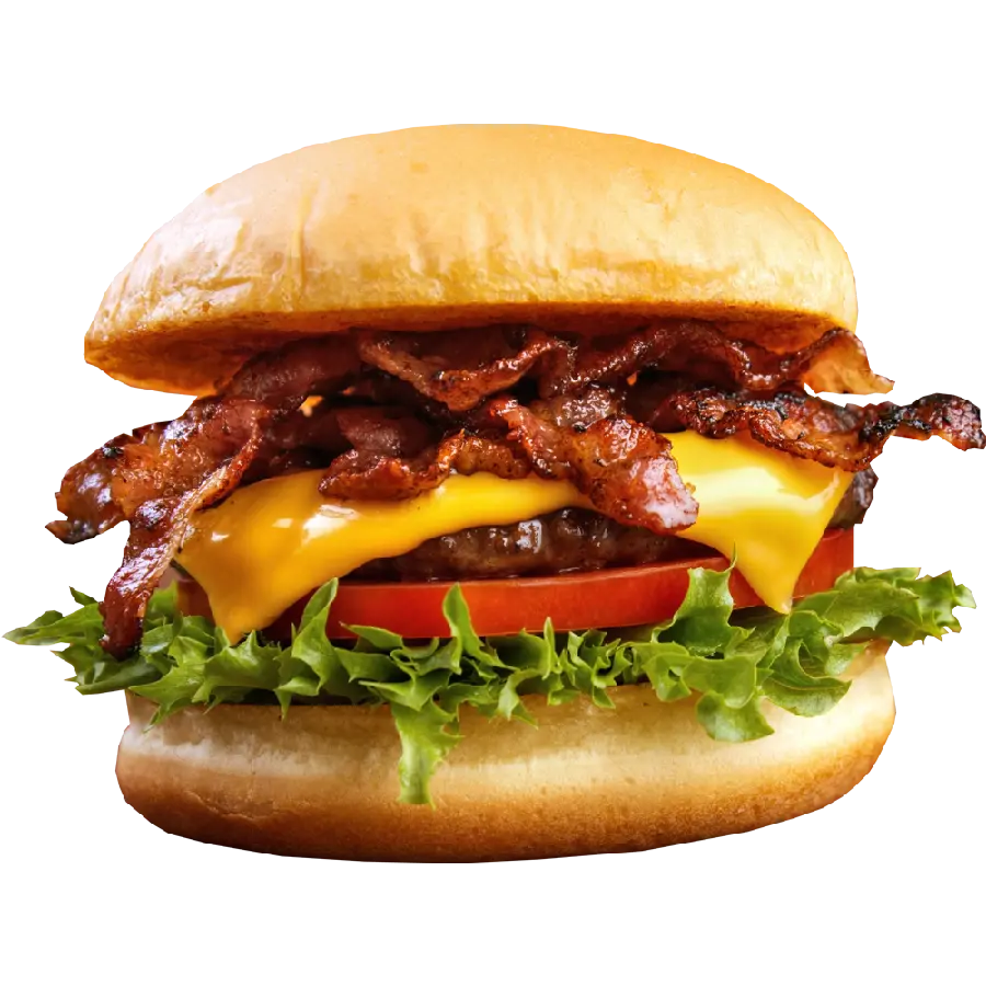 Hot and delicious hamburger in a graphic frame without a background HD