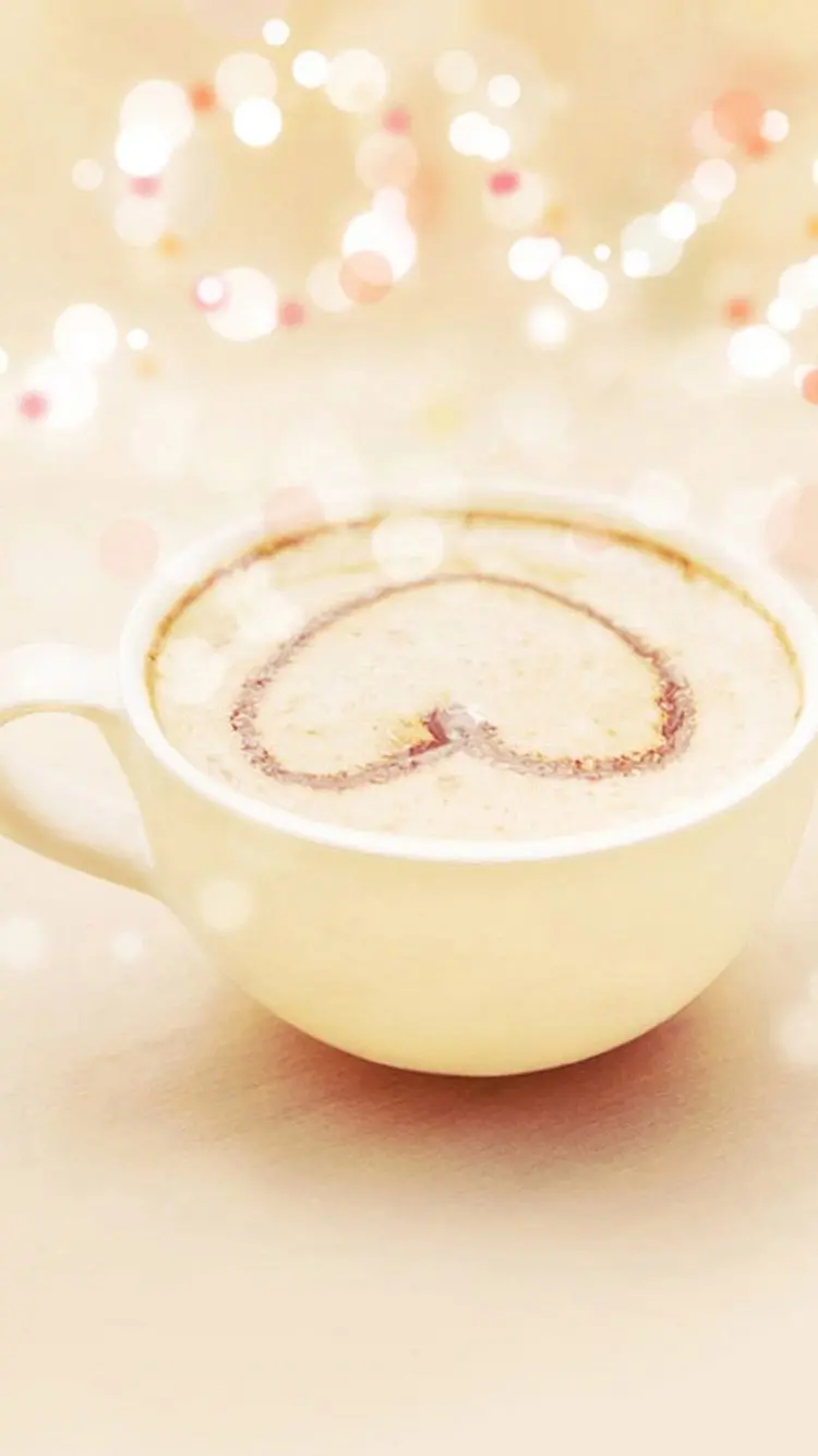 Heart-shaped coffee cup romantic background for all phones