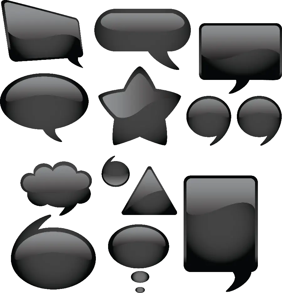 Vector thought cloud and speech bubble in PNG format