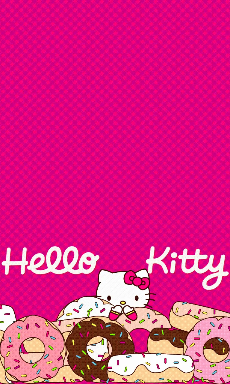 Download Pink Wallpaper with Hello Kitty and Donuts
