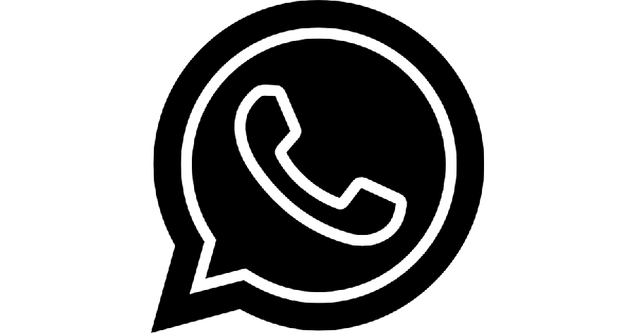 WhatsApp Logo Black and White No Background PNG