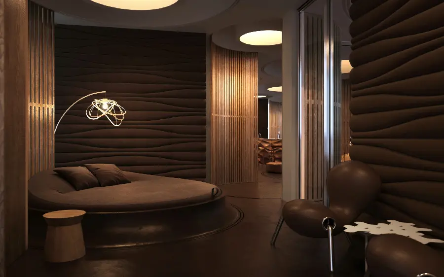 Photo of interior decoration of a room with a special and beautiful dark theme